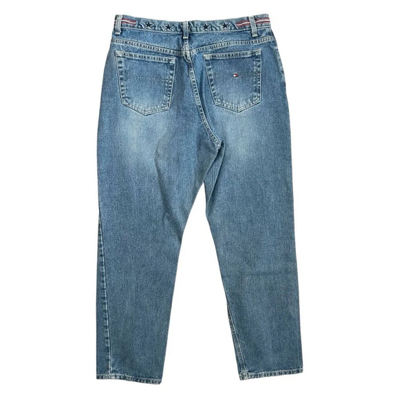 Vintage Y2K Tommy Hilfiger Perfect T Jean Women's Size 14 Blue Embroided Stars - Picture 2 of 13